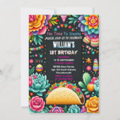 サボテンのかわいいウノタコ最初のフィエスタ1st誕生日 招待状 (正面)