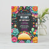 サボテンのかわいいウノタコ最初のフィエスタ1st誕生日 招待状 (スタンド正面)