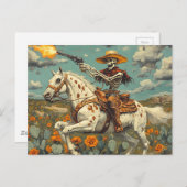 サボテンのアパルーサ馬のスケルトンのカウボーイ ポストカード (正面/裏面)