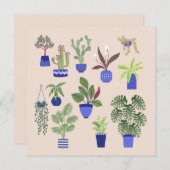 サボテンのアートグリーティングカード (正面/裏面)