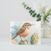 サボテンのウォレン水色 ポストカード (スタンド正面)