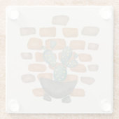 サボテンのオアシス：レンガの壁のデコインスパイアー自然 ガラスコースター (裏面)