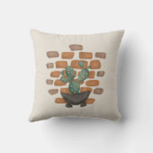 サボテンのオアシス:レンガの壁のデコインスパイアー自然 クッション (裏面)