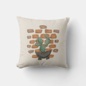 サボテンのオアシス:レンガの壁のデコインスパイアー自然 クッション (正面)