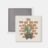 サボテンのオアシス：レンガの壁のデコインスパイアー自然 マグネット (正面/裏面)