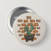 サボテンのオアシス:レンガの壁のデコインスパイアー自然 缶バッジ (正面&裏面)