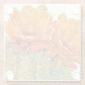 サボテンのオレンジ色の花 ガラスコースター