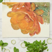 サボテンのオレンジ色の花 キッチンタオル (折り畳み)