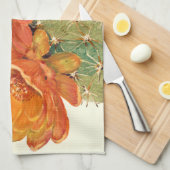 サボテンのオレンジ色の花 キッチンタオル (四つ折り)