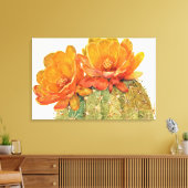 サボテンのオレンジ色の花 キャンバスプリント (インサイチュ (リビング))