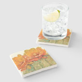 サボテンのオレンジ色の花 ストーンコースター (横)