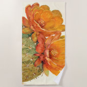 サボテンのオレンジ色の花 ビーチタオル (正面)