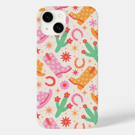 サボテンのカウガールブーツとハット柄 Case-Mate iPhoneケース (裏面)