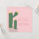 サボテンのカップケーキピンクの赤ちゃんシャワーありがとう カード (正面/裏面インサイチュ)