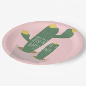 サボテンのカップケーキピンクの赤ちゃんシャワーありがとう ペーパープレート (アングル)