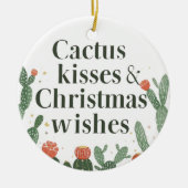 サボテンのキスとクリスマスの願い – 両面 セラミックオーナメント (正面)