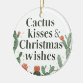 サボテンのキスとクリスマスの願い – 両面 セラミックオーナメント (左)