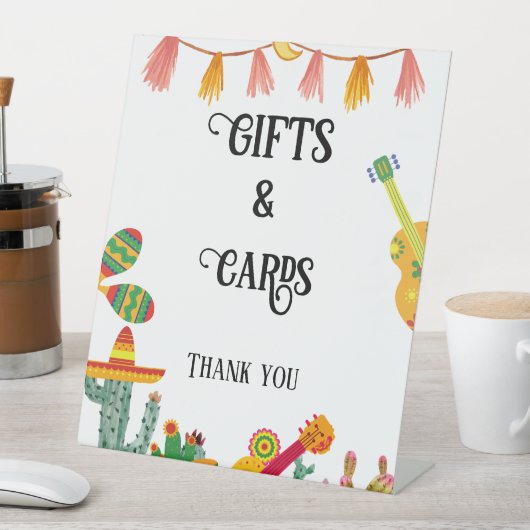 サボテンのギフトとカードブライダルシャワー表記号 台座サイン (インサイチュ)