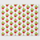 サボテンのクリスマスのギフトの包装紙 ラッピングペーパー (フラット)