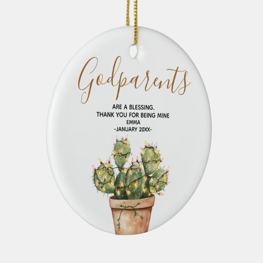 サボテンのクリスマスの神様の家族の形見 セラミックオーナメント (右)