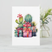 サボテンのクリスマスツリーの水色 シーズンカード (スタンド正面)