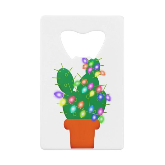 サボテンのクリスマスツリー クレジットカード栓抜き (正面)