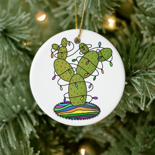 サボテンのクリスマスツリー セラミックオーナメント (ツリー)