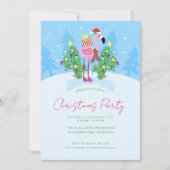 サボテンのクリスマスフラミンゴ。 招待状 (正面)