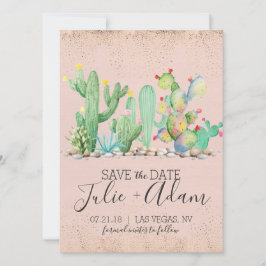 サボテンのグラマラスな結婚式のSave The Date セーブザデート