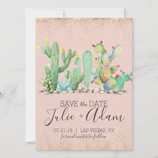 サボテンのグラマラスな結婚式のSave The Date セーブザデート (正面)