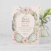 サボテンのグリーンがテーマのガーデン ブライダルシャワーの招待状 招待状 (スタンド正面)