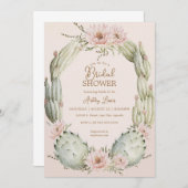 サボテンのグリーンがテーマのガーデン ブライダルシャワーの招待状 招待状 (正面/裏面)