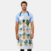 サボテンのコレクションポットデザイン エプロン (着用した状態)