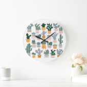 サボテンのコレクションポットデザイン ラージ壁時計 (ホーム)
