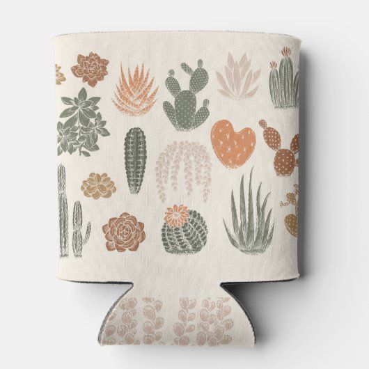 サボテンのコレクション、ヴィンテージのシルエット、多肉質 缶クーラー (裏面)