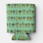 サボテンのコレクション:手書きドードルセット。 缶クーラー (裏面)