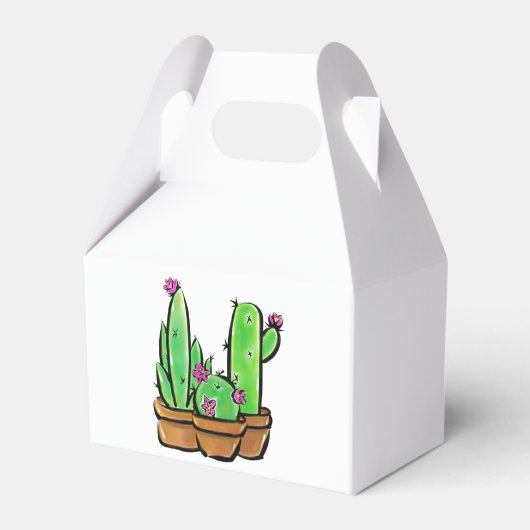 サボテンのサボテンの多肉類のピンクの花 フェイバーボックス (正面サイド)