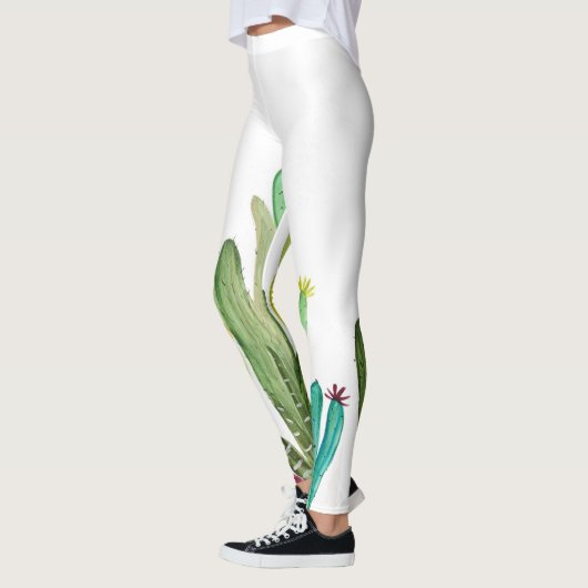 サボテンのサボテン緑の水の色の自然植物 レギンス (左)