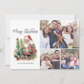 サボテンのサンタ写真メリークリスマス シーズンカード (正面)