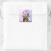 サボテンのサンライズステッカー スクエアシール (バッグ)