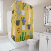 サボテンのシームレスなパターン背景。手書き列 シャワーカーテン (インサイチュ)