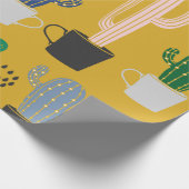 サボテンのシームレスなパターン背景。手書き列 ラッピングペーパー (角)