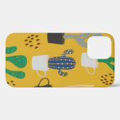サボテンのシームレスなパターン背景。手書き列 Case-Mate iPhoneケース (裏面 (横))