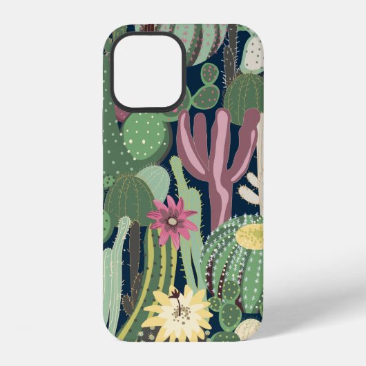 サボテンのシームレスな背景 iPhoneケース (裏面)