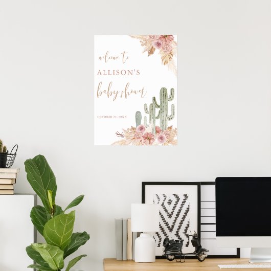 サボテンのススキbohoベビーシャワー歓迎サイン ポスター (ホームオフィス)
