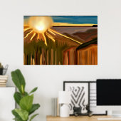 サボテンのダンス抽象芸術 ポスター (ホームオフィス)