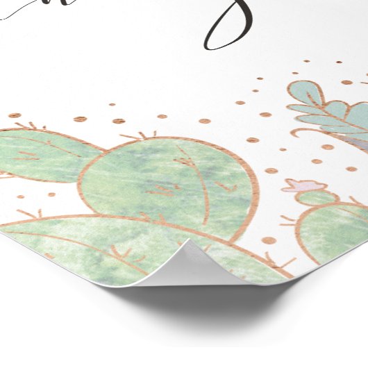 サボテンのテラリウムのカードと結婚ギフトのテーブルサイン ポスター (角)