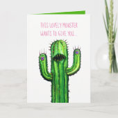 サボテンのデザインとおもしろいで、気色悪い挨拶状 カード (正面)