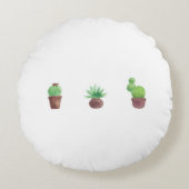 サボテンのデザインの円形の装飾用クッション ラウンドクッション (正面)