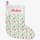 サボテンのパステル調の水彩画パターン スモールクリスマスストッキング (正面)